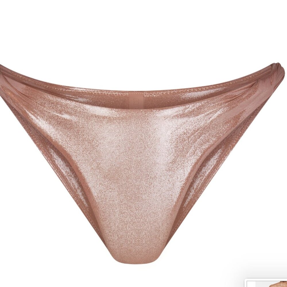 SKIMS LIQUID SHINE SWIM TWISTED MID COVERAGE BOTTOM